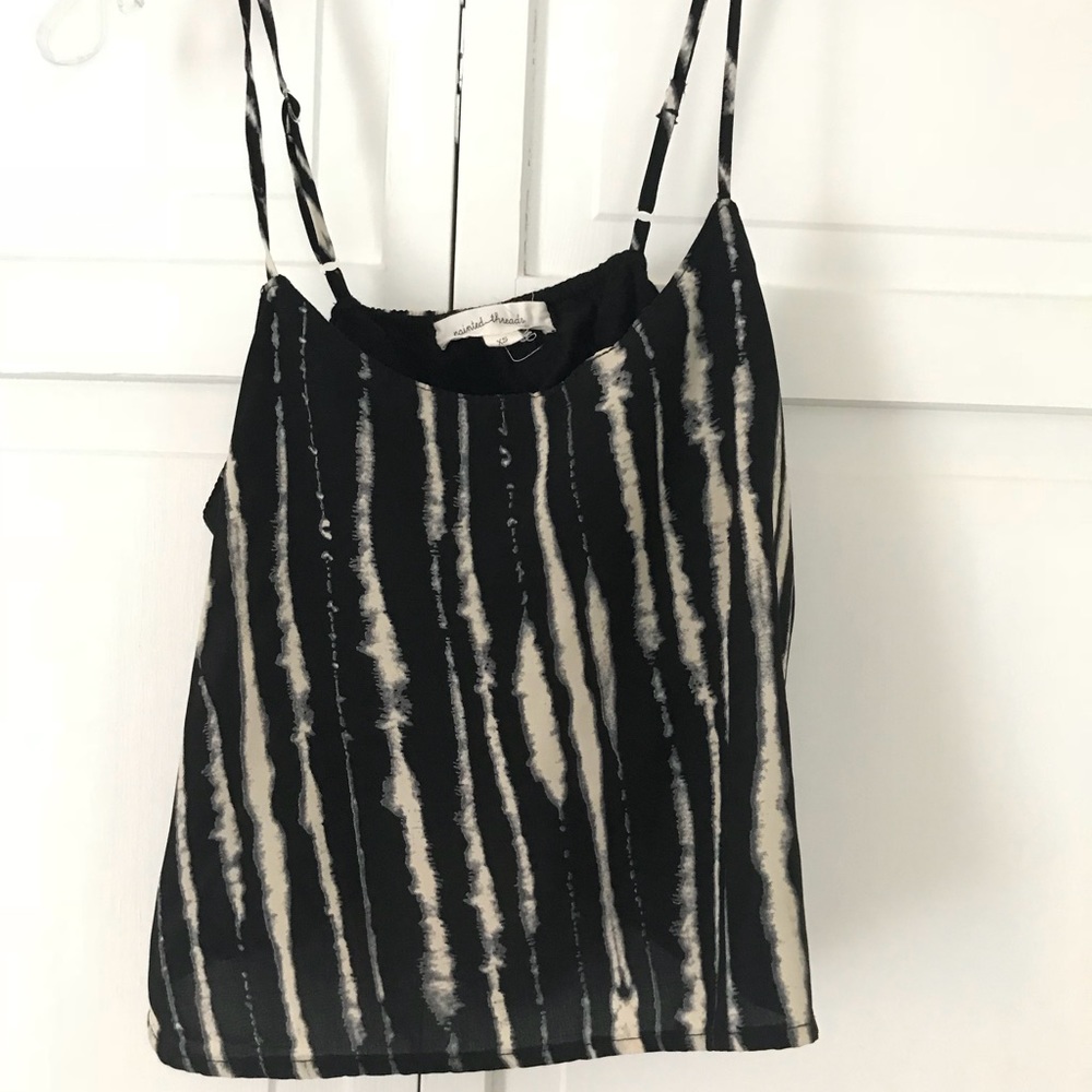 Black with cream detailing tank top/crop top